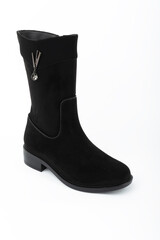 women's rubber boots on a uniform background