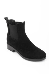 women's rubber boots on a uniform background