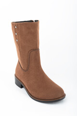 women's rubber boots on a uniform background