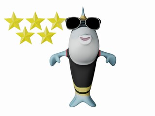 Fish and Sunglasses and 5 stars