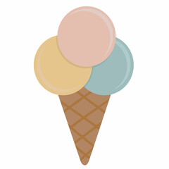 Cute vector ice cream, boho nursery clipart. Hand drawn doodle illustration. Cartoon kids clipart for baby shower, kids bedroom decor, EPS 10