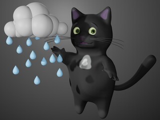 Cat and rain and clouds