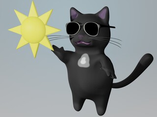 Cat and Sunglasses and sunny sky