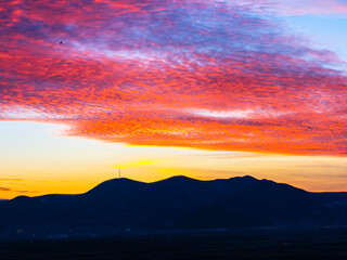 Red sky at the sunset