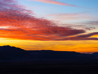Red sky at the sunset