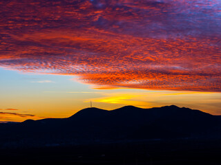 Red sky at the sunset