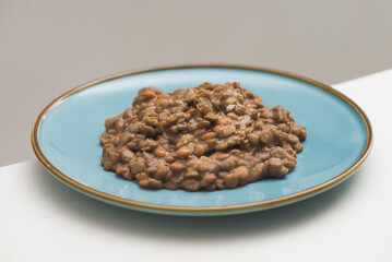 Lentils portion served on a dish.