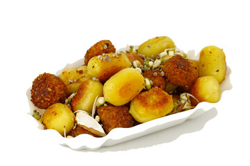 hemp-emmer balls with mushroom gnocchi