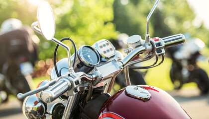 Motorcycles parade. Bikes in a row