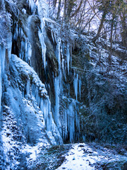 Frozen waterfall, Thermal waterfall Geoagiu Bai , Romania