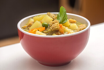 Peruvian food: Cau cau de Mondongo.