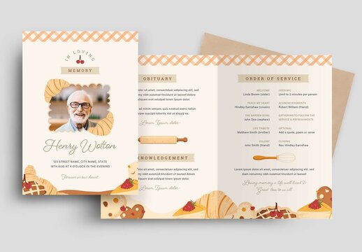 Bakery Baker Funeral Program Obituary Memorial Service Layout