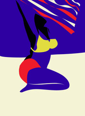 Abstract woman portrait. Black skin African American. Fashion illustration. Perfect for home decor, page decoration, web and more: vector illustration