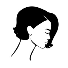 Beautiful silhouette of hairstyle for women. Female icon for beauty salon.  Vector illustration.
