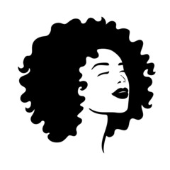 Beautiful silhouette of hairstyle for women. Female icon for beauty salon.  Vector illustration.