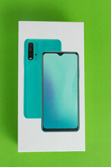 White cell phone box on the background