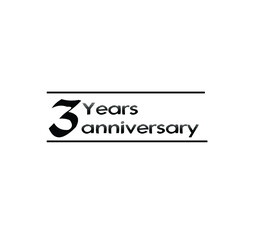 3 year anniversary black rise vector, icon, logo, stamp illustration