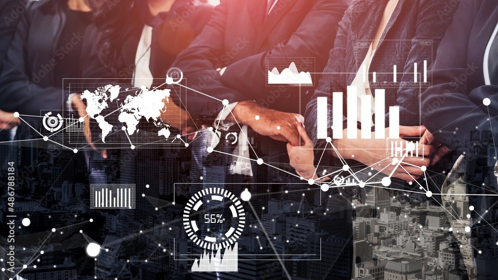 Poster Conceptual business dashboard for financial data analysis . 3D render computer graphic .
