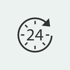24 hour clock vector icon illustration sign