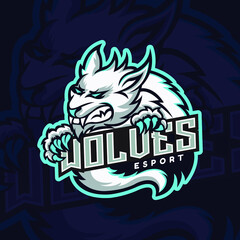 wolf vector mascot logo design with modern illustration concept style for badge, emblem and tshirt printing. angry wolf illustration for sport and esport team.