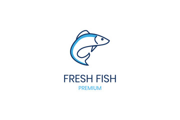 Fresh fish aquatic retro line creative set collection for business logo design vector