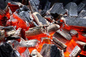 Barbecue ember with charcoal burning.