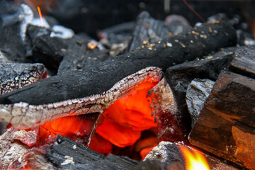 Barbecue ember with charcoal burning.