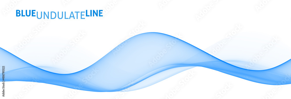 Poster blue undulate line on white. subtle vector graphics