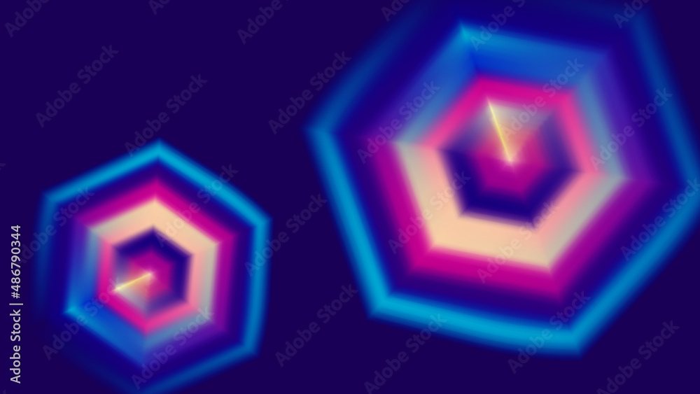 Poster Tech backlit hexagons. Futuristic design elements
