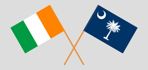 Crossed flags of Ivory Coast and The State of South Carolina. Official colors. Correct proportion