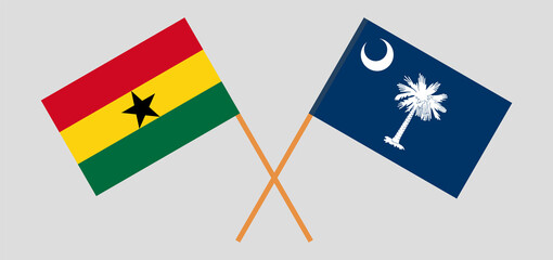 Crossed flags of Ghana and The State of South Carolina. Official colors. Correct proportion