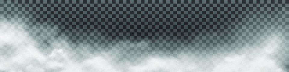 Fog or smoke isolated transparent special effect. White vector cloudiness, mist or smog background. Vector illustration PNG