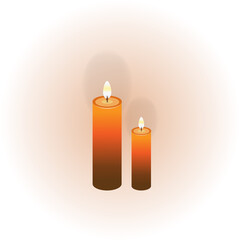 Burning yellow candles.  Gradient. 