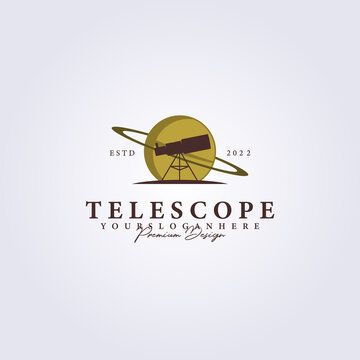 telescope space planet astronomy logo vector illustration design