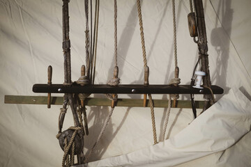 on the sailing ship the rigging is fixed