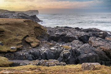 Rocky Scotish coastline near Mangersta, Isle of Lewis, UK
