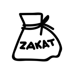 Hand drawn wallet with Muslim tax, zakat. Vector illustration in doodle style. Ramadan sketch.