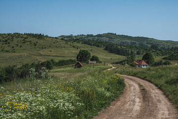 Fototapeta premium Beautiful countryside of Pešterska visoravan in south western Serbia