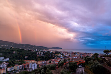 Chiavari - rainbow at sunset - Liguria - Italy