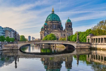 Poster Berlin Germany, city skyline at Berlin Cathedral (Berliner Dom) and Spree River © Noppasinw