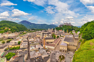 Fototapeta na wymiar Salzburg Austria, city skyline of Salzburg city and Fortress Hohensalzburg