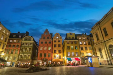 Fototapeta na wymiar Stockholm Sweden, night city skyline at Gamla Stan old town and Stortorget town square