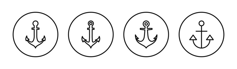 Anchor icons set. Anchor sign and symbol. Anchor marine icon.