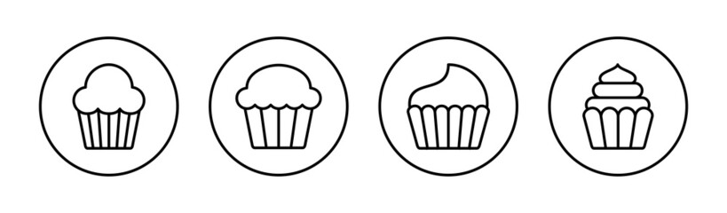 Cup cake icons set. Cup cake sign and symbol