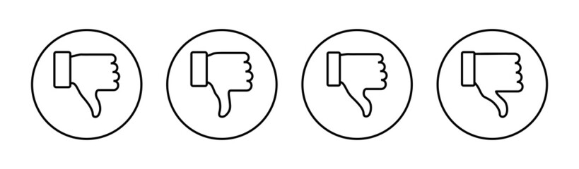 Dislike icons set. dislike sign and symbol. Hand with thumb down