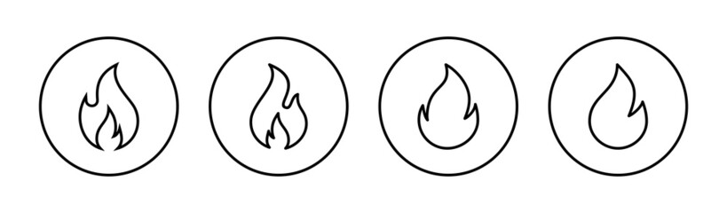 Fire icons set. fire sign and symbol