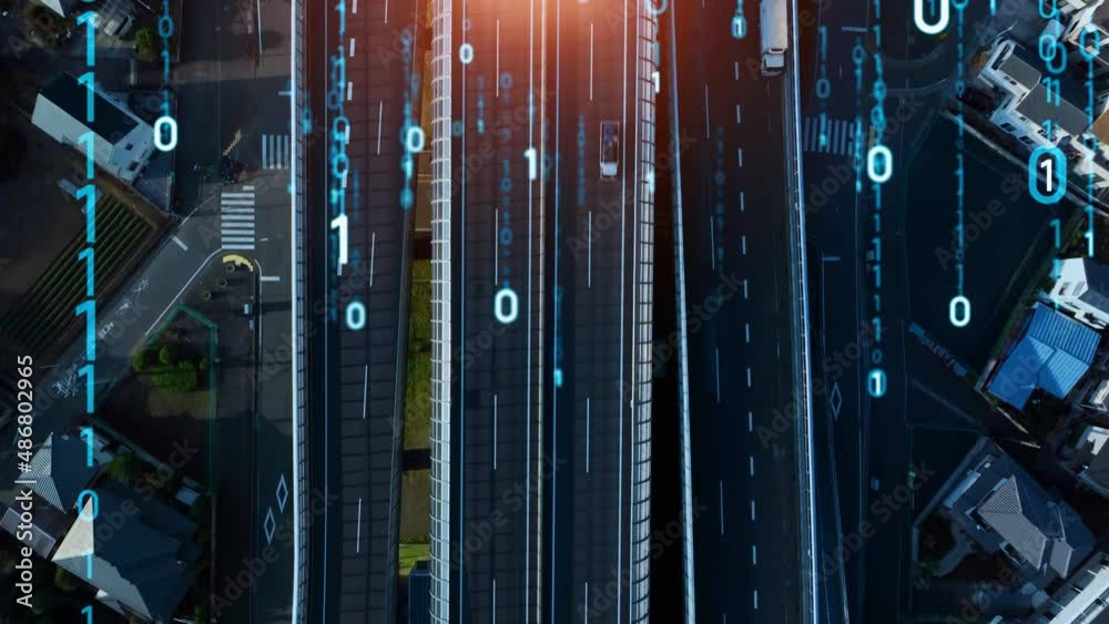 Aufkleber modern highway and data technology concept. smart transportation. digital transformation.