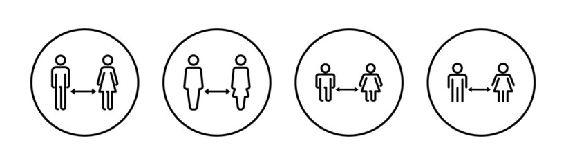 Social distancings set. social distance sign and symbol. self quarantine sign