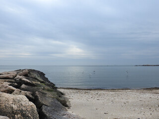 The beautiful Jacob's Beach on Long Island Sound, Guilford, New Haven County, Connecticut.