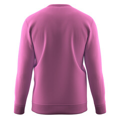 Crewneck Sweatshirt, 3D render back view, isolated on white background